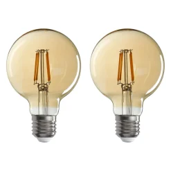 Ampoules LED globe (x2) filament ambrée E27 8W