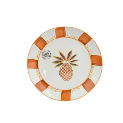 Assiette à dessert ananas en porcelaine brun d19cm