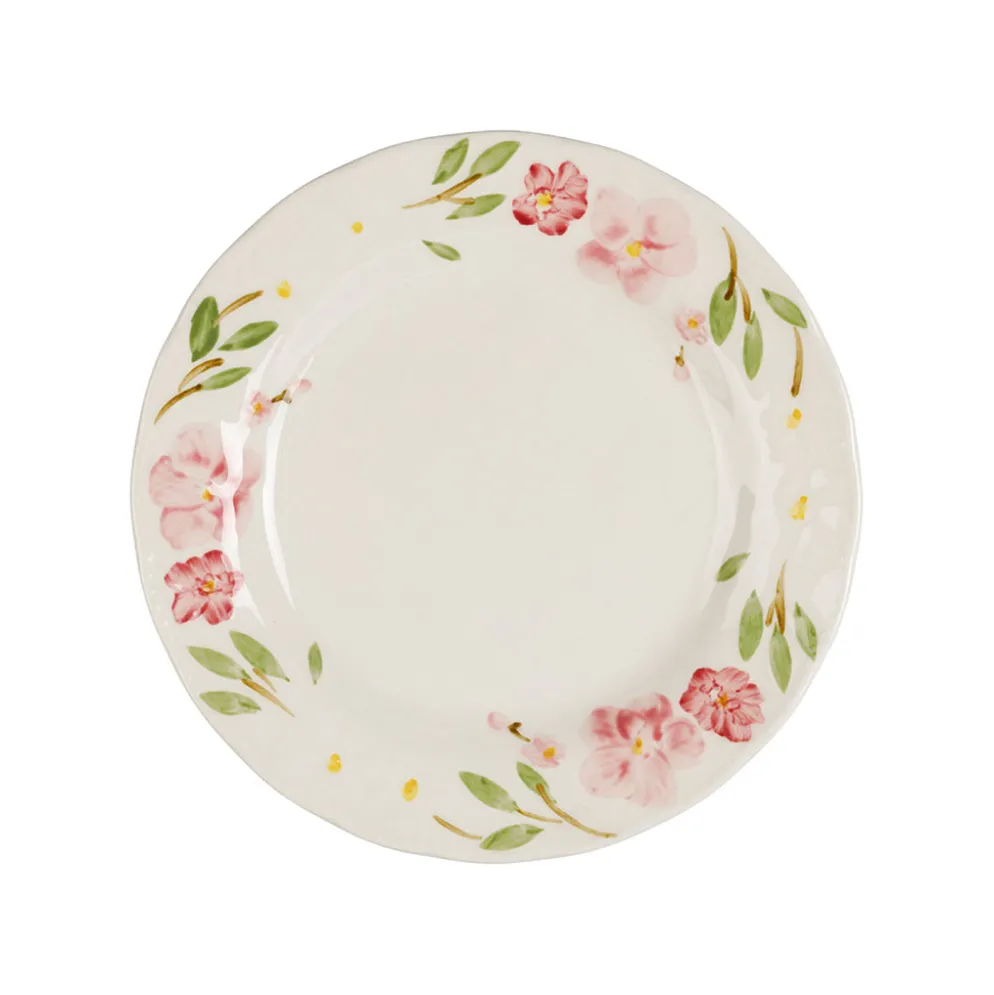 Assiette à dessert en faïence rose d19cm - Blandine