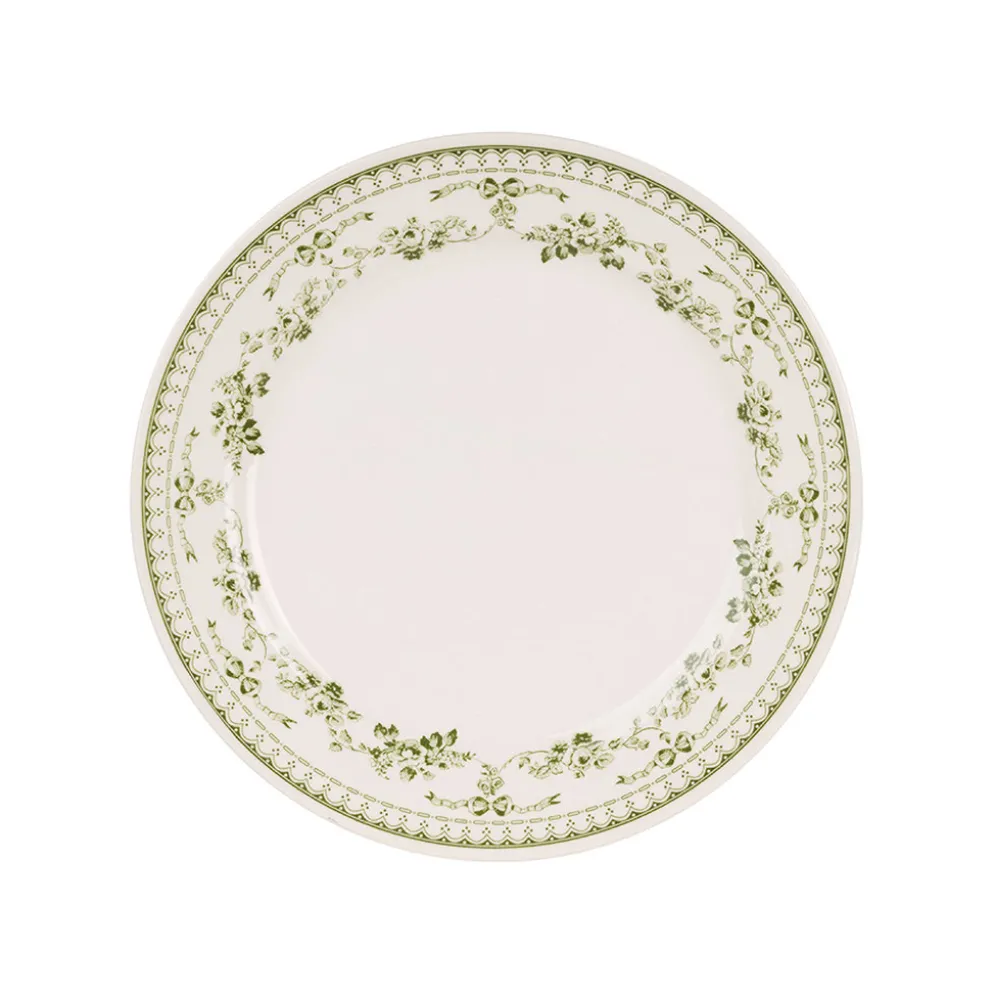Assiette à dessert en faïence vert d21cm - Faustine