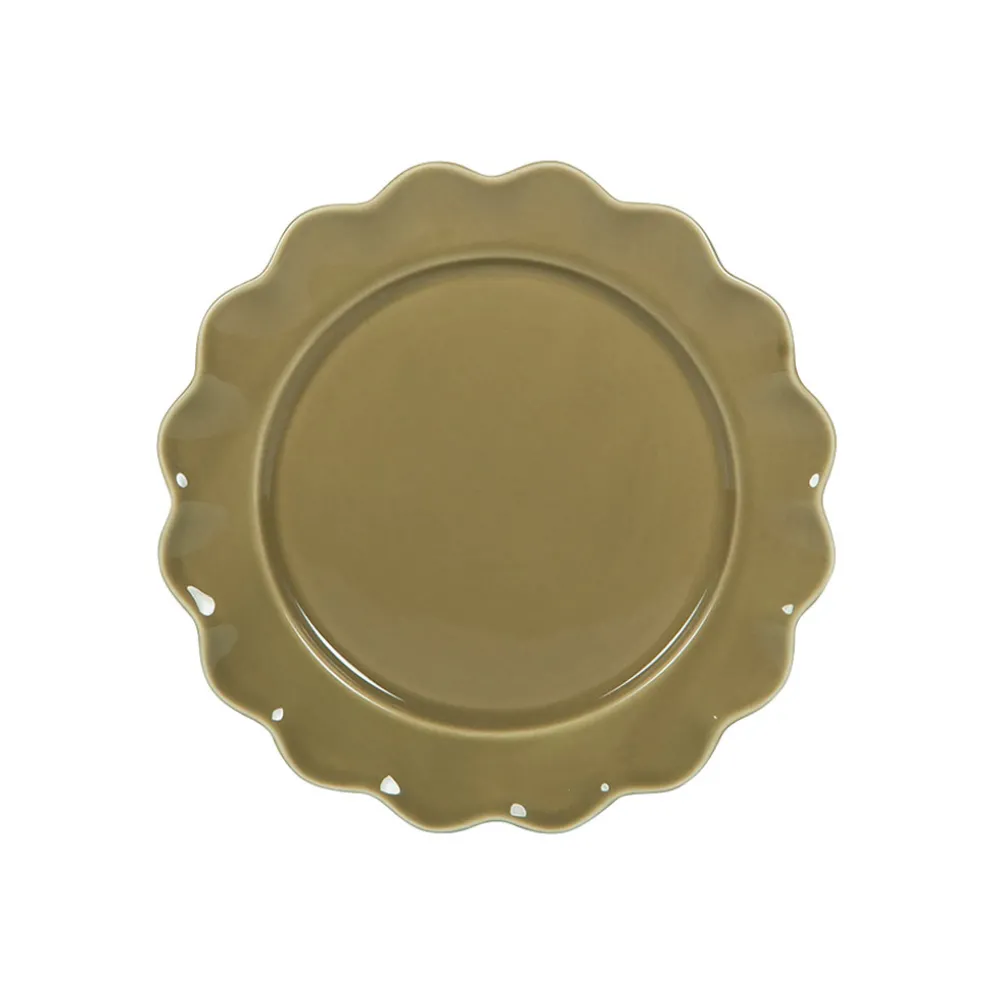Assiette à dessert en grès vert d21cm - Agra