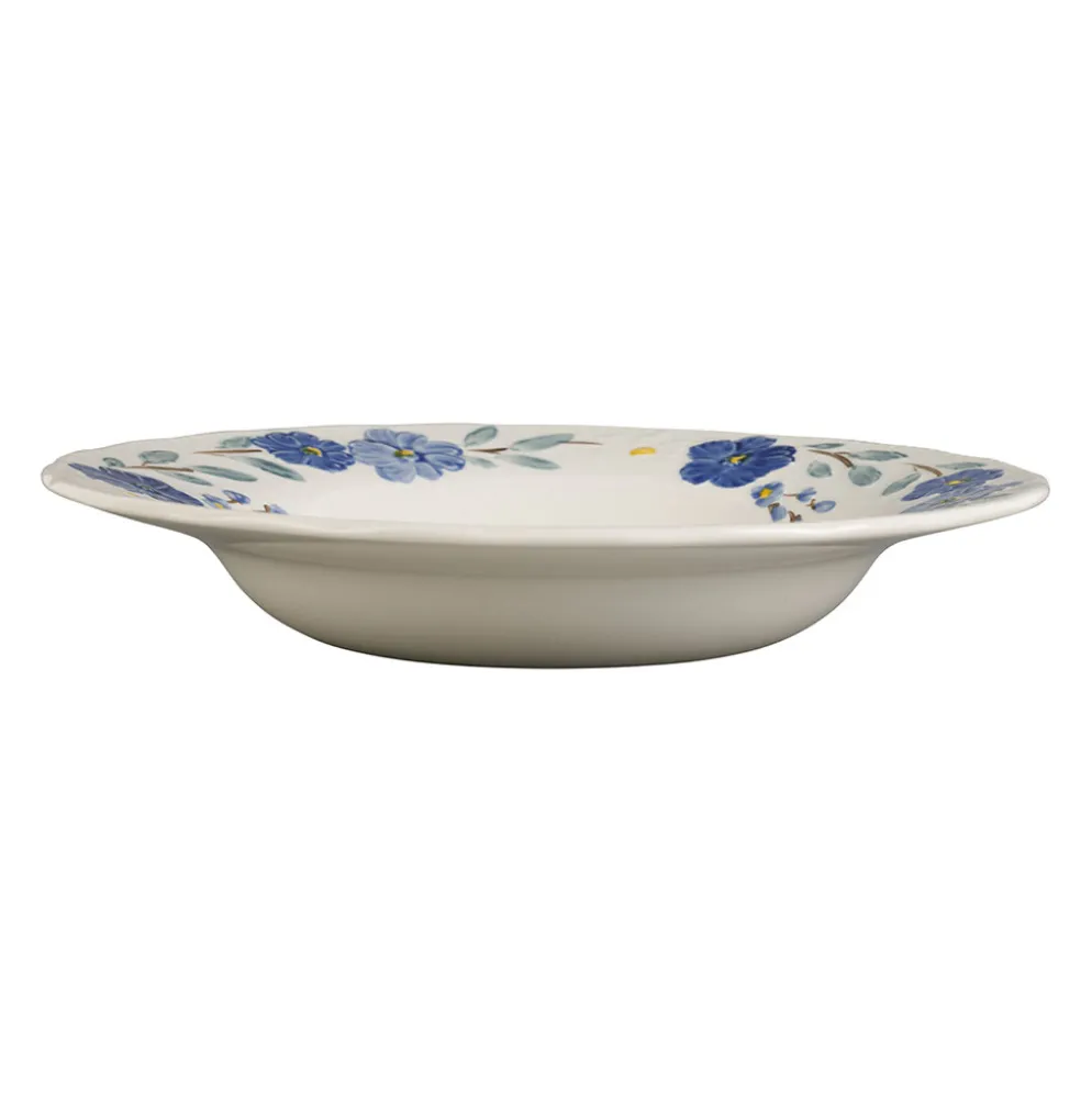 Assiette creuse en faïence bleu d23cm - Blandine