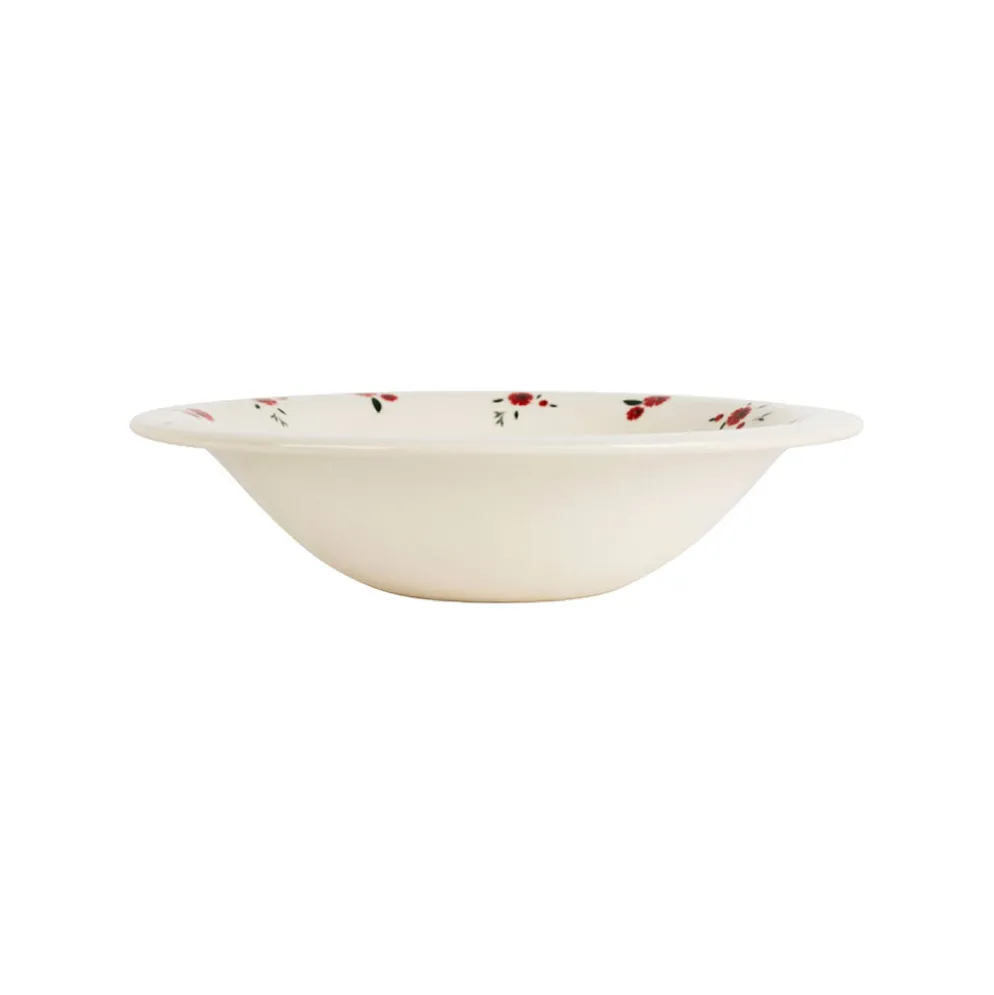 Assiette creuse en faience rouge d20cm - Paquerette