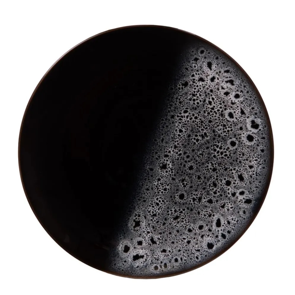 Assiette plate en grès noir et blanc d27cm - Kyle