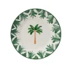 Assiette plate palmier en porcelaine blanc et vert d27cm