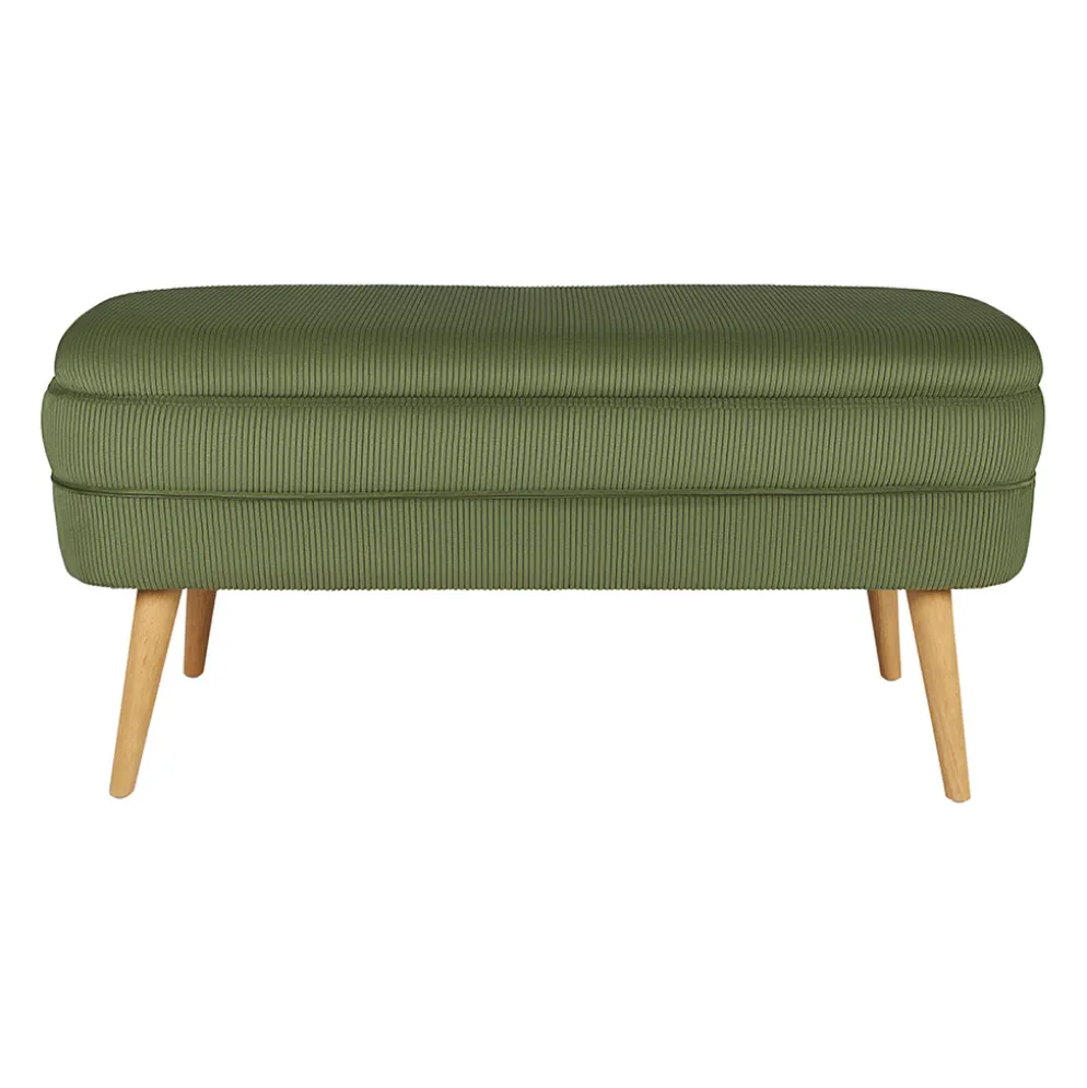 Banc coffre en velours côtelé kaki - Eleonor