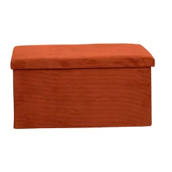 Banc coffre pliable en tissu côtelé terracotta - Pauline
