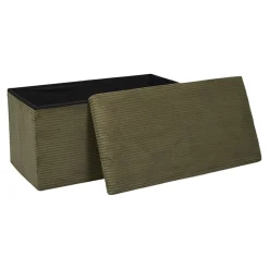 Banc coffre pliable en tissu côtelé vert - Scarlett