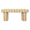 Banc rayé en coton camel et bois d'hévéa - Belly