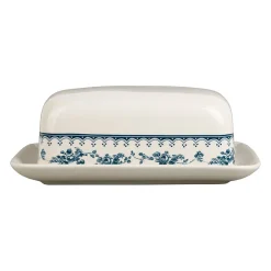 Beurrier en faïence bleu ancien - Faustine