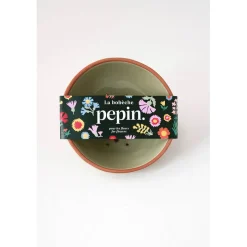 Bobèche pour fleurs en céramique vert sauge d11cm