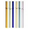 Boite de 6 pailles torsadée en verre multicolore l12cm - Colorea