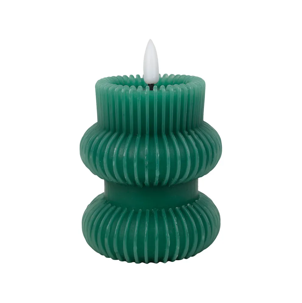 Bougie led pilier vert h12cm