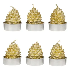Bougies pomme de pin (x6) doré 2h