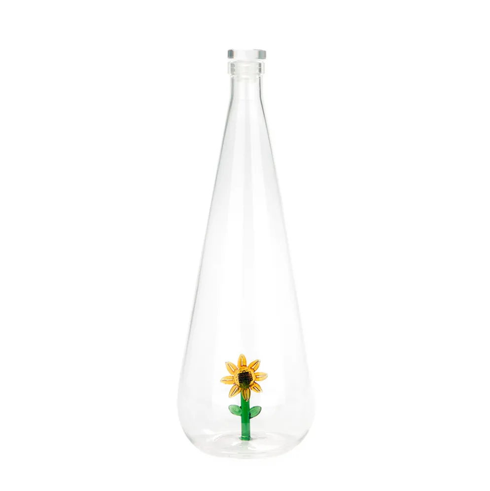 Bouteille tournesol jaune en verre 1L - Botanical