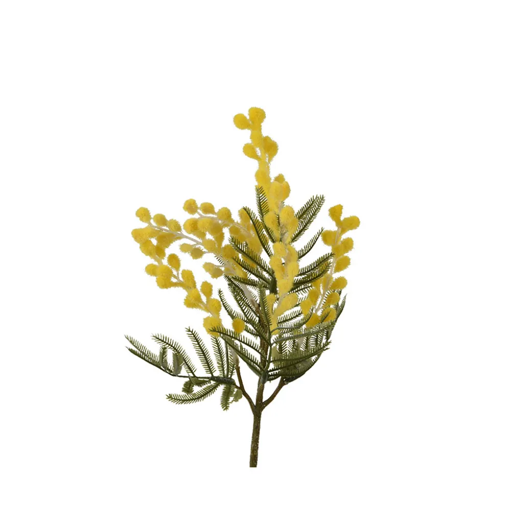 Branche de mimosa artificiel jaune h38cm