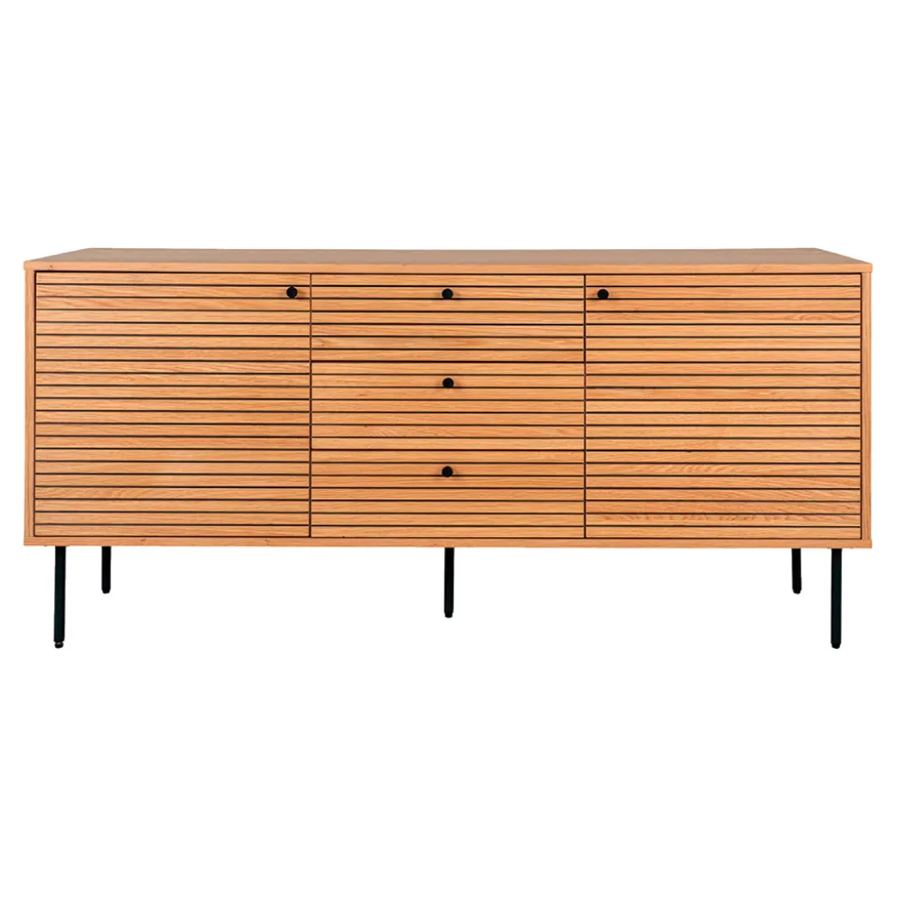 Buffet 2 portes et 3 tiroirs en bois naturel L150cm - Kimi