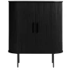 Buffet placage chêne noir 3 étagères h118cm - Nola