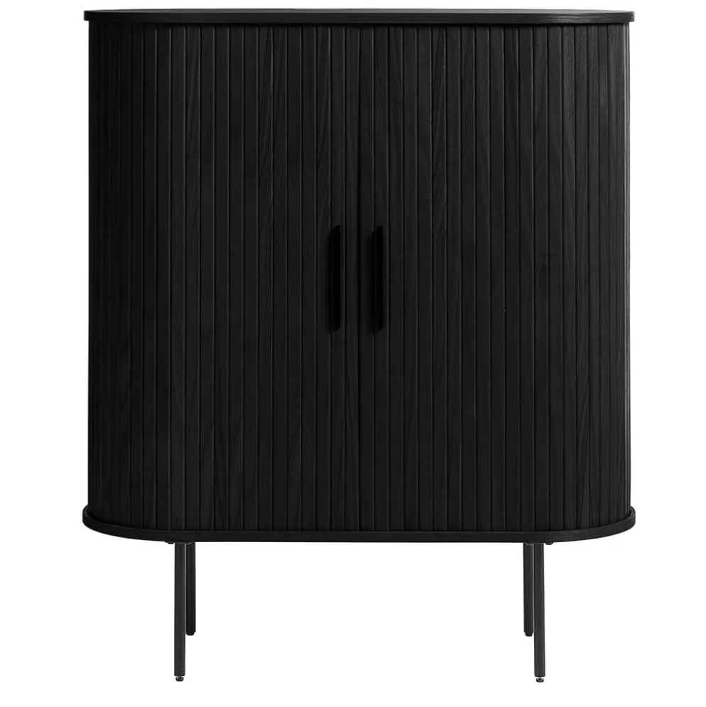 Buffet placage chêne noir 3 étagères h118cm - Nola