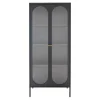 Buffet vitrine 2 portes en verre et acier noir h180cm - Adalyne