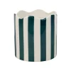 Cache-pot en grès rayé émeraude et blanc d11cm - Artist