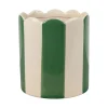 Cache-pot en grès rayé vert et blanc d18cm - Artist