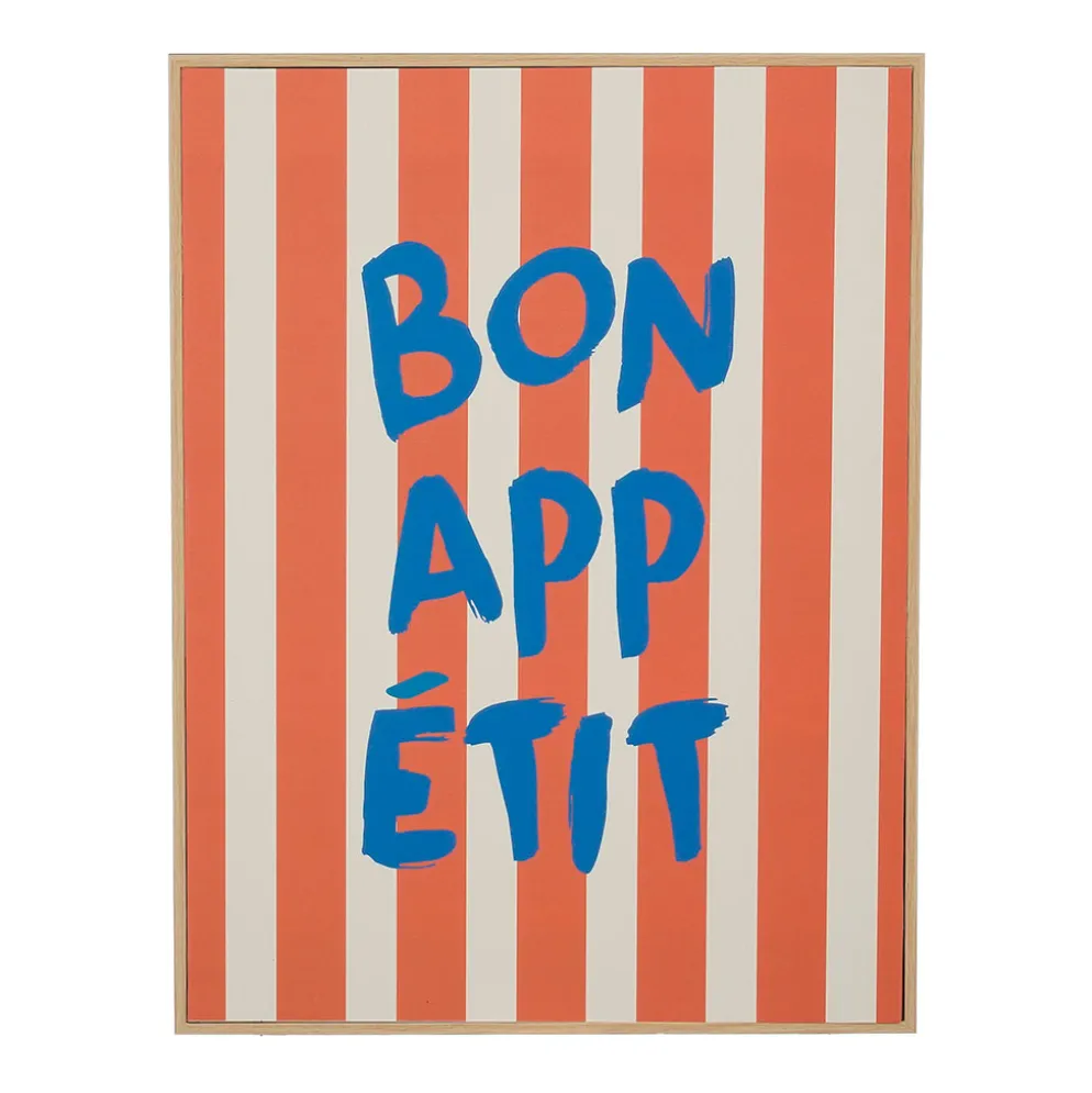 Cadre déco "Bon appétit" rayé rouge 31x41cm
