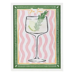 Cadre déco gin tonic rose et vert 32x42cm