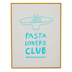 Cadre déco "Pasta Lovers Club" bleu 26x31cm