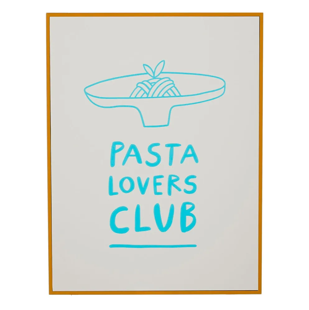 Cadre déco "Pasta Lovers Club" bleu 26x31cm