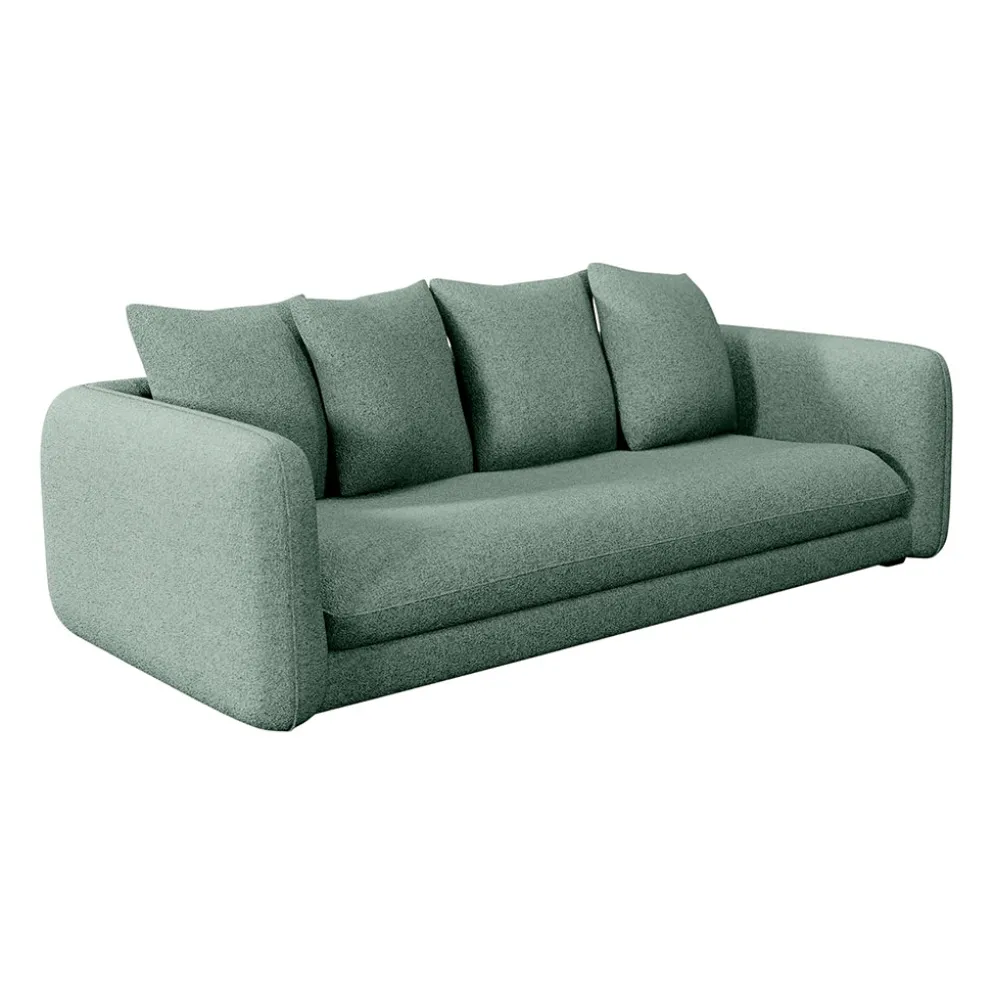 Canapé convertible 4 places Basile - Tissu Texturé - Jazz Bleu Aqua