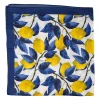 Carré de soie citron jaune et indigo 66cm - Medi