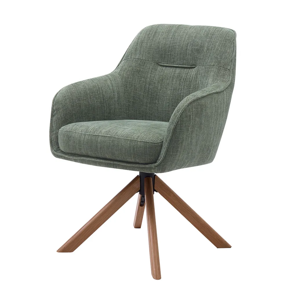 Chaise avec accoudoirs en tissu vert forêt - Avola