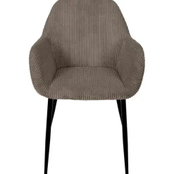 Chaise avec accoudoirs en tissu côtelé taupe h46.5cm - Scarlett