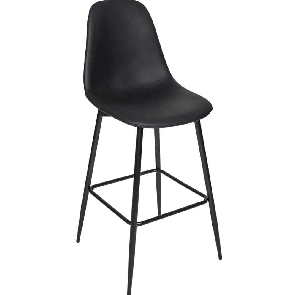 Chaise de bar effet cuir noir H70cm - Amber