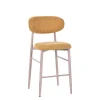 Chaise de bar en tissu jaune et pieds en métal effet chêne clair - Copenhague