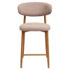 Chaise de bar en tissu sable et métal effet chêne h65cm - Lena