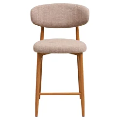 Chaise de bar en tissu sable et métal effet chêne h65cm - Lena