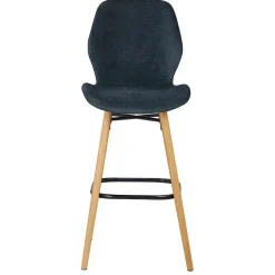 Chaise de bar en tissu soft touch bleu foncé h65cm - Keri