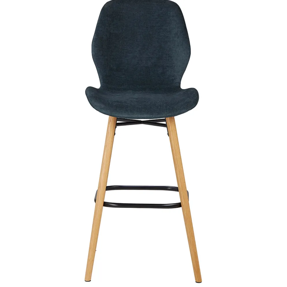 Chaise de bar en tissu soft touch bleu foncé h65cm - Keri