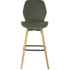 Chaise de bar en tissu soft touch vert bouteille h65cm - Keri