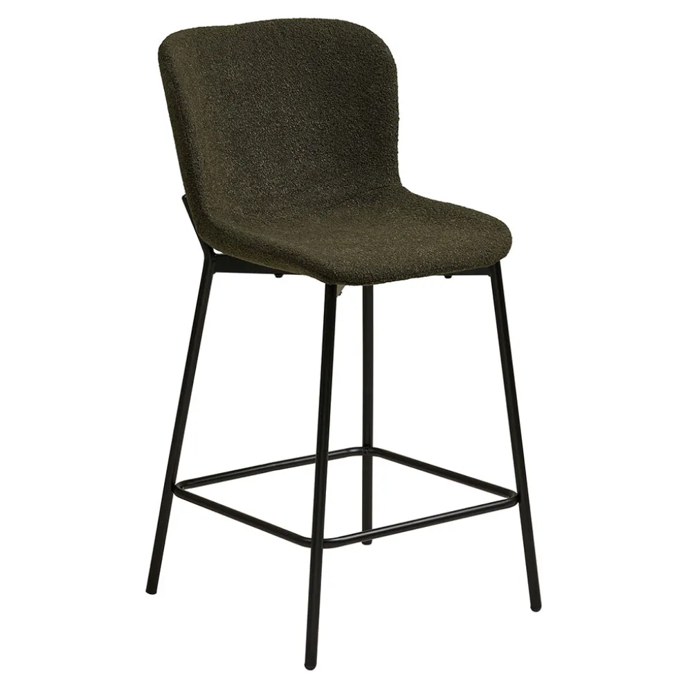 Chaise de bar en tissu vert h65cm - Maeva