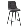 Chaise de bar pivotante en microfibre matelassé anthracite - Lilly