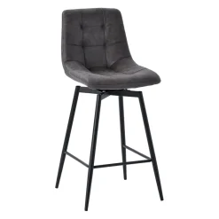 Chaise de bar pivotante en microfibre matelassé anthracite - Lilly