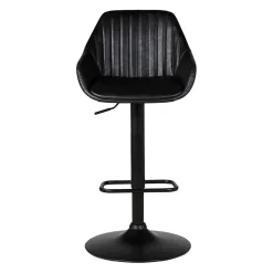 Chaise de bar pivotante réglable h62/83cm effet cuir noir - Moss
