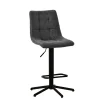 Chaise de bar réglable h64/85cm en tissu matelassé anthracite - Lilly