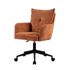 Chaise de bureau à roulettes en velours côtelé caramel - Moda