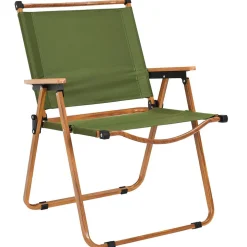 Chaise de jardin pliante effet bois et tissu vert - Mariposa