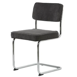 Chaise de salle à manger en velours côtelé gris - Rupert
