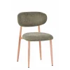 Chaise de salle à manger en tissu vert et pieds en métal effet chêne clair - Copenhague